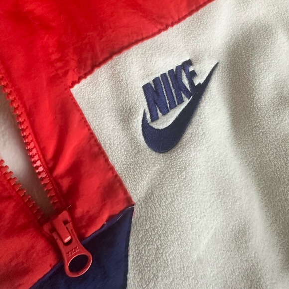 NIKE | retro cropped Polar Fleece Half Zip Sweatshirt blue cream orange- small - Picture 10 of 10